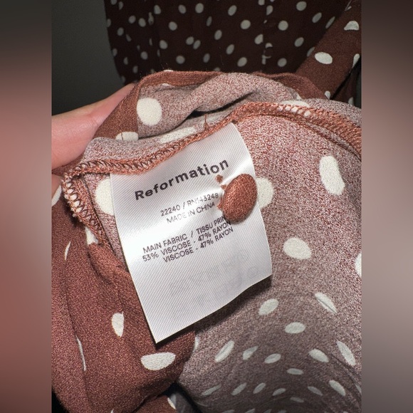 REFORMATION Laylin Polka Dot Brown Milk Chocolate Minidress Size 8 - Picture 10 of 10